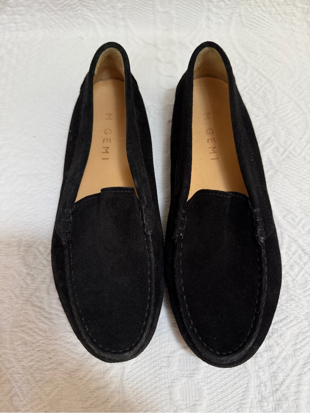 M Gemi Felize Driving Moccasin Loafers Shoes Womens 37 Made Italy Suede Black